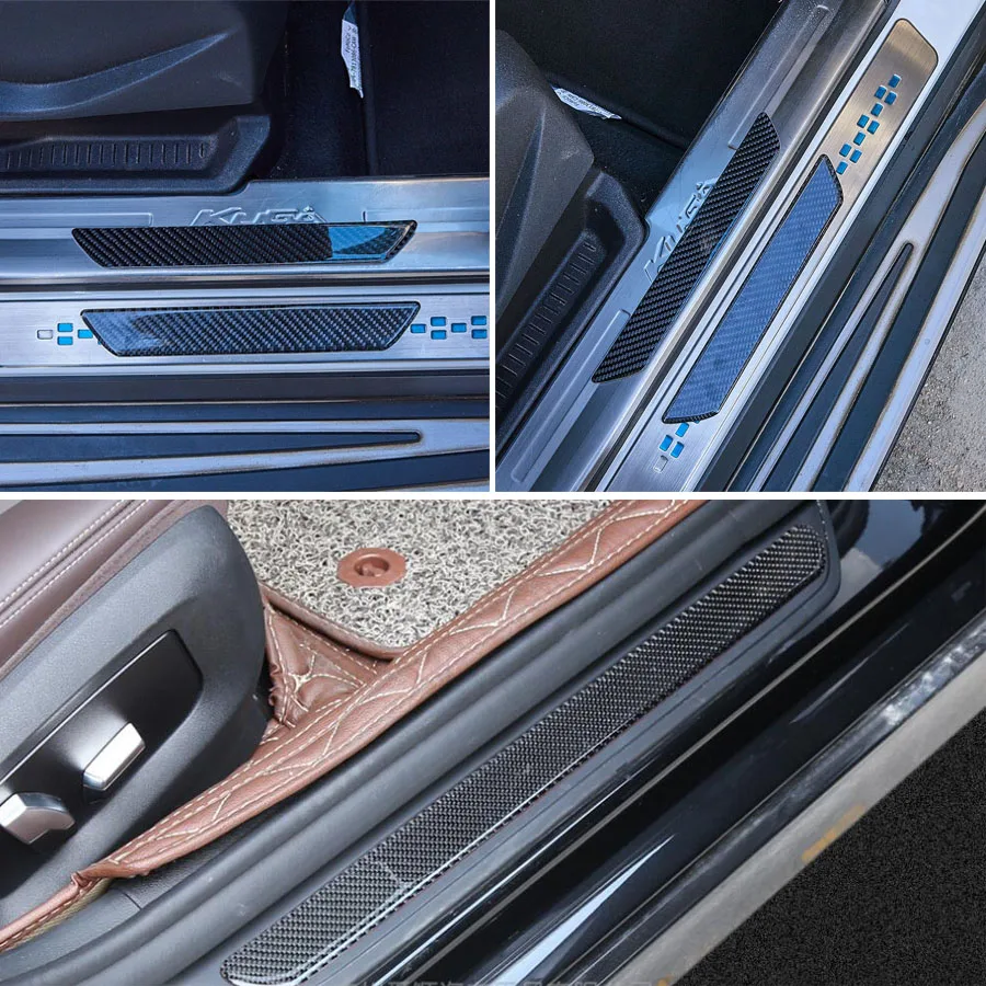 Car Door Sill Scuff Plate Universal Carbon Fiber Auto Entry Threshold Cover Panel Step Protective Decorative Sticker Guard