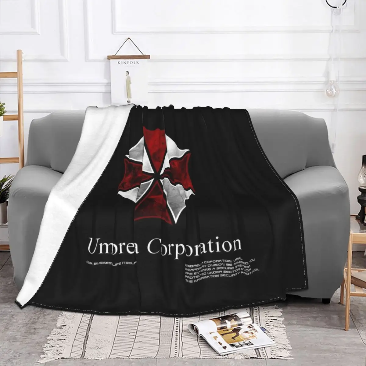 Umbrella Corps Corporation Fuzzy Blanket Raccoon City Military Tactical Police Throw Blankets for Sofa Bedding Lounge Bedspread