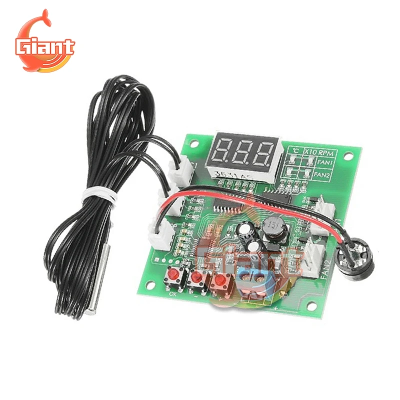 DC8-60V 2 Way 4 Wire PWM Temperature Controller PC Fan Motor Speed Controller LED Digital Thermostat With NTC 10K Probe 12V 24V