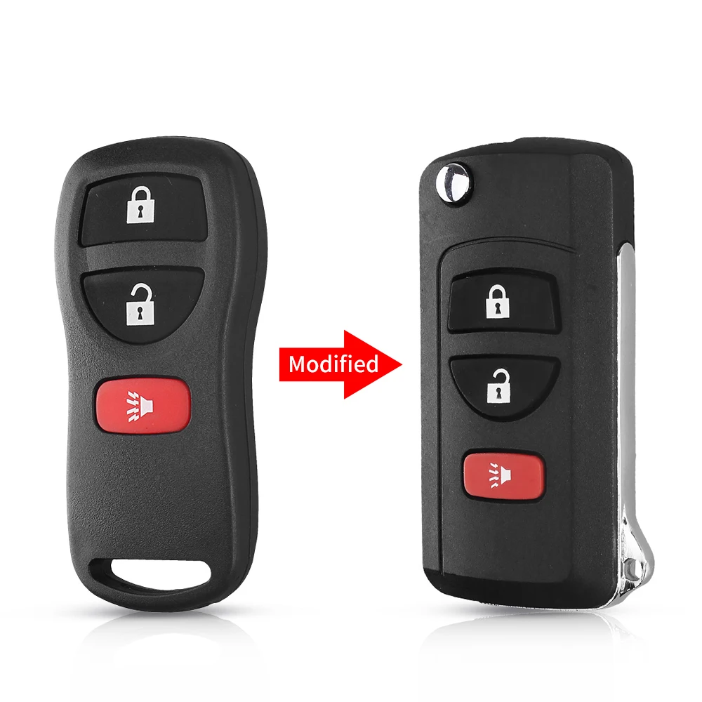 KEYYOU Modified Flip Key For NISSAN Pathfinder Titan Versa Maxima Frontier Xterra Murano INFINITI Fob 3/4BT Car Key Shell Case