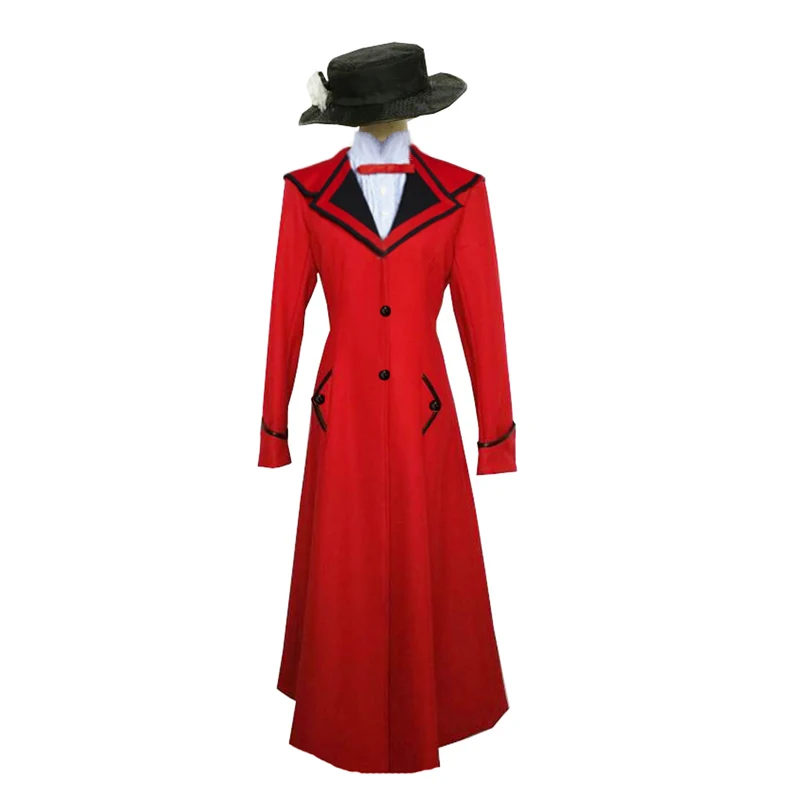 

Custimzied Mary Poppins Dress Mary Poppins Cosplay Costume shirt+red coat+hat gift gloves 11