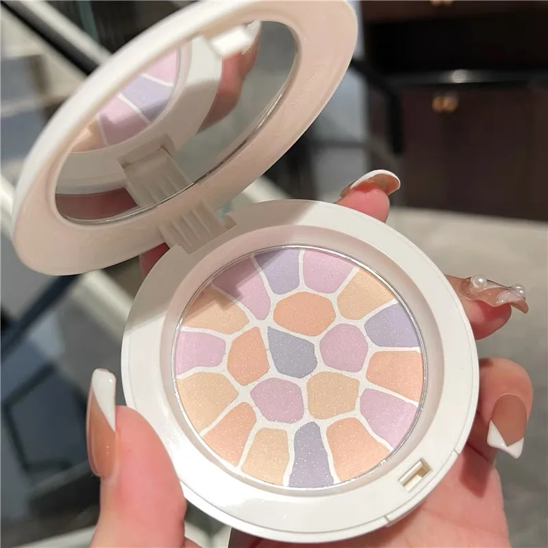 Colorful Petals Pressed Powder Matte Finish Oil-control Brighten Soft Makeup Powder Contour Shimmer Body Base Face Glow Cosmetic