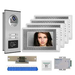 Multi Apartment Video Intercom System Video Door phone RFID access control with 7 Inch Lcd Monitor + Electric Strike Lock