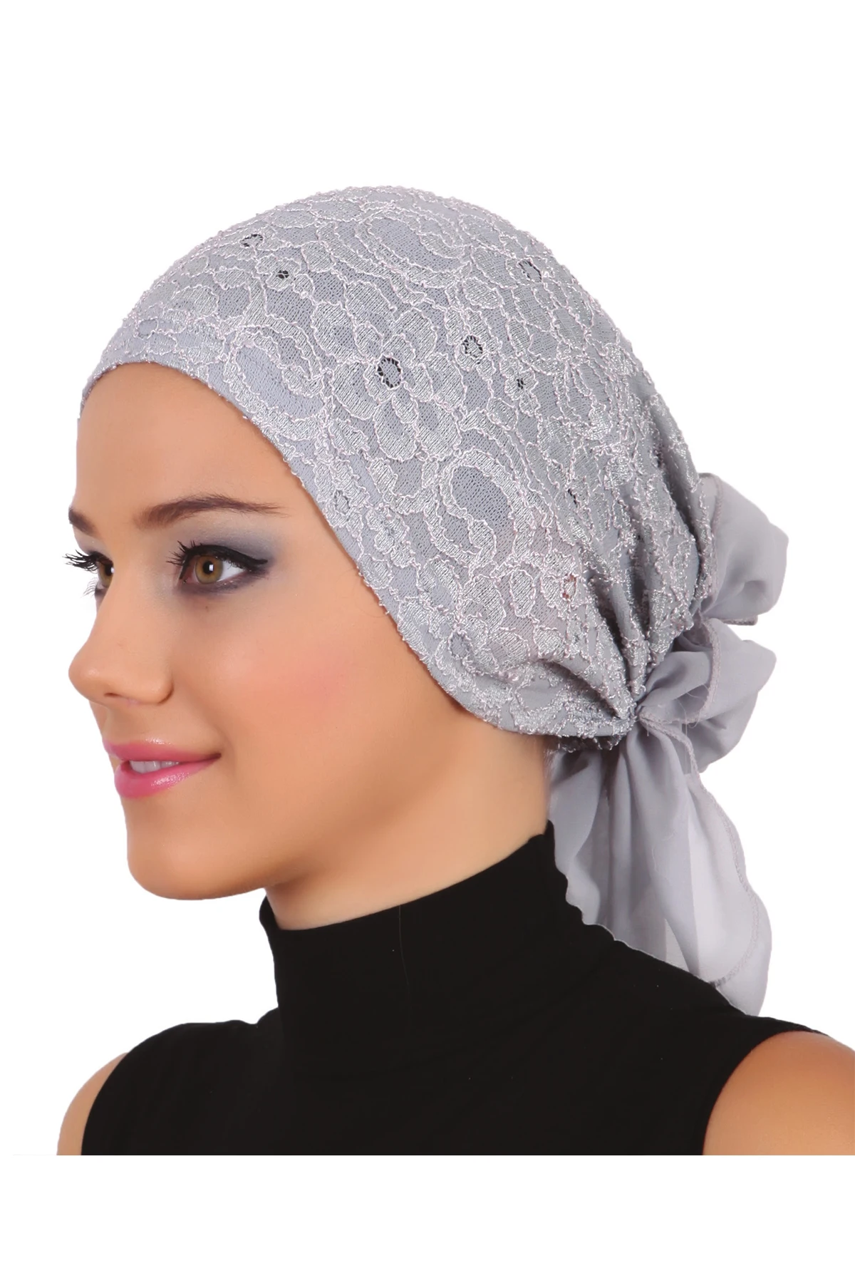 2022 New Fashion Lace Gauzy Ready Made Turban Hijab Bonnet Scarf Cancer Cap Special Women Product Beret Bandana Muslim Chemo All Season Rib Pearl Bead