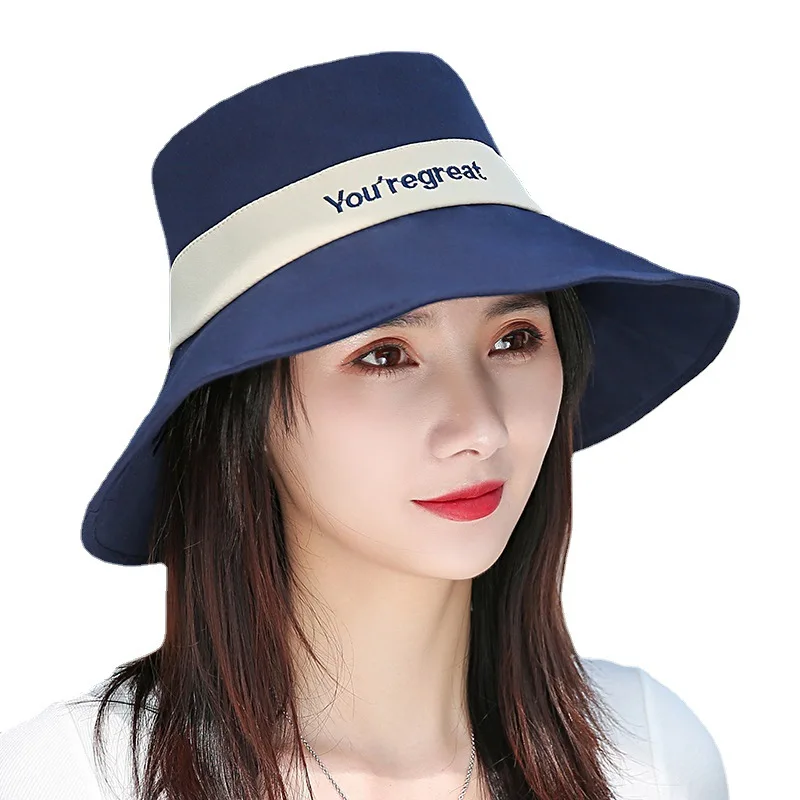 Korean version of the new color striped fisherman hat sun hat tour beach large along the cap foldable cloth cap wholesale