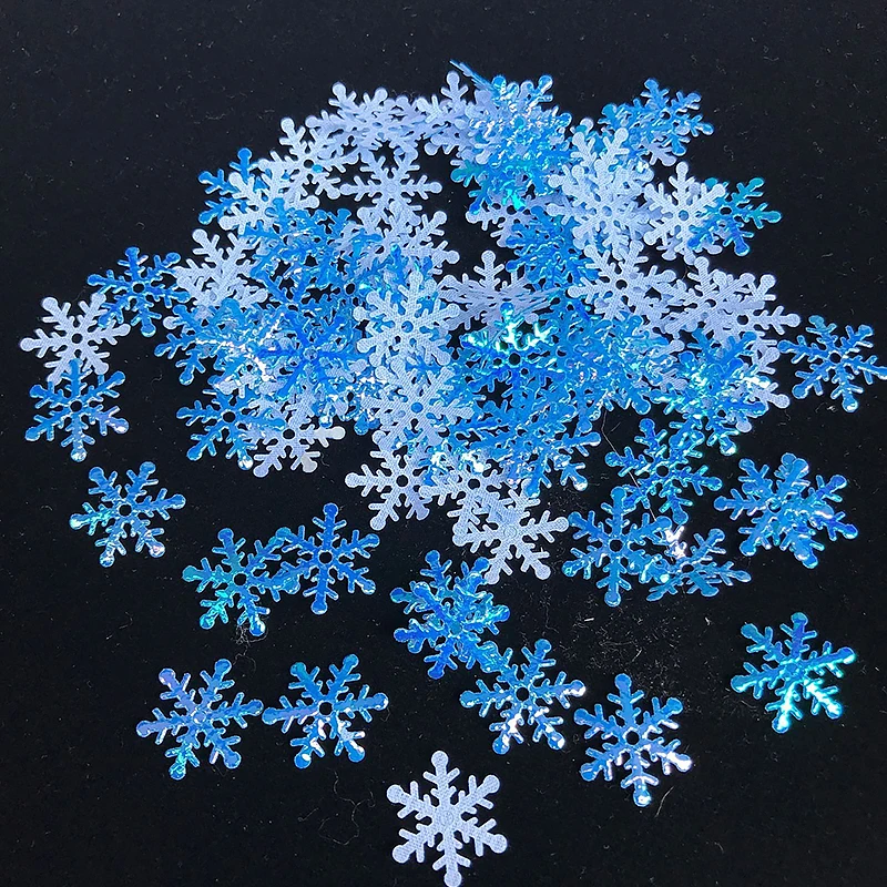 300Pcs 2CM Mini Christmas Snowflake Confetti Patch Applique Craft Xmas Scrapbooking Wedding Party Decoration Prop Supplies Snow