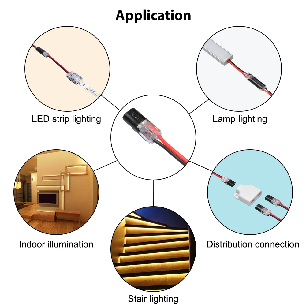 10pcs 2pin Electrical Cable Terminals Spring Quick Wire pluggable Connection Connectors Crimp Terminals for Cable 22-20AWG