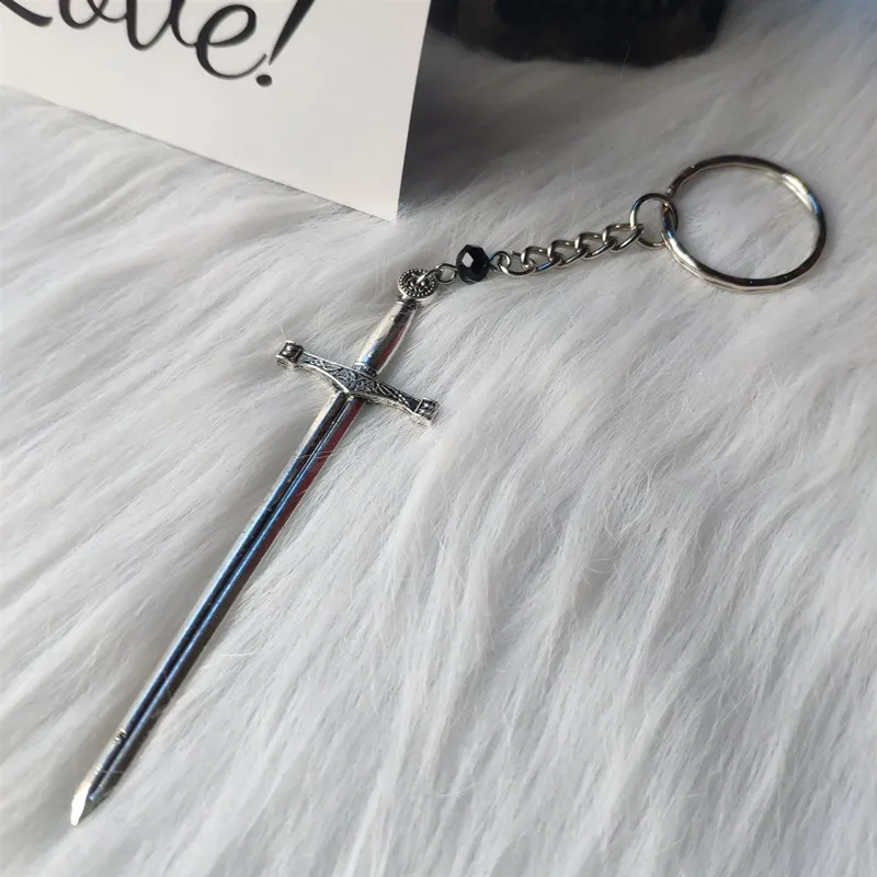 Medieval Worship sword key chain Witch or pagan alternative goth Silver plated classic women Fashion gift jewelry 2020 new men