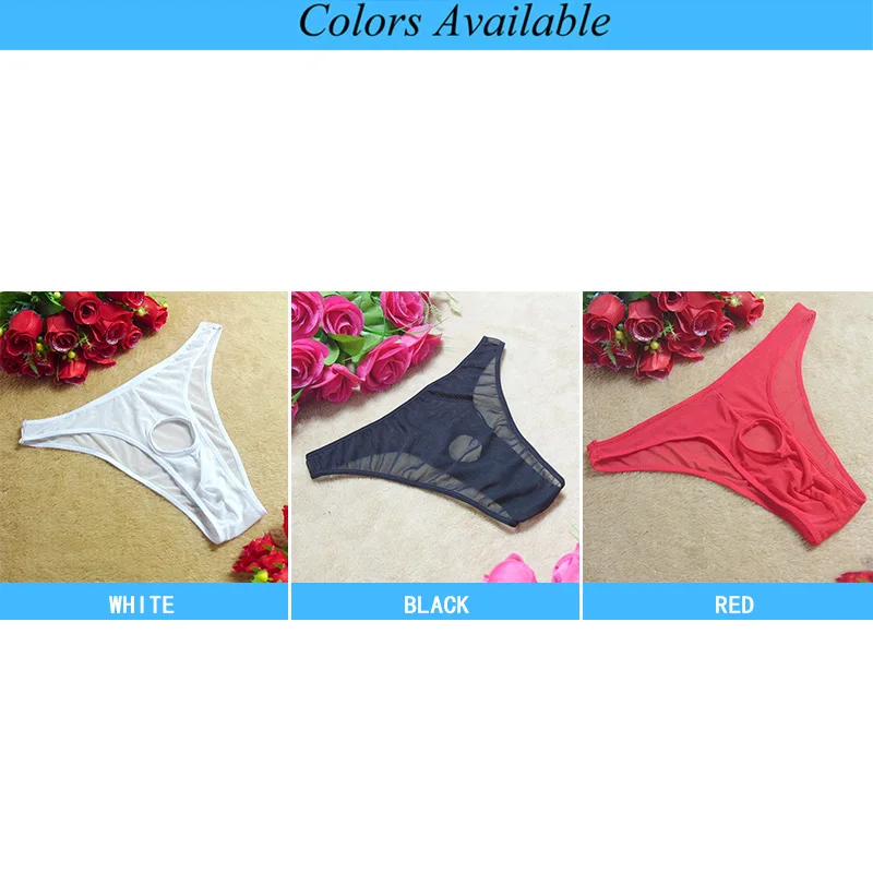 Men\'s Underwear Men Sexy Briefs Man Breathable Bikini Briefs Mesh Panties Hole Thongs Underpants Gay T-Back Slip Homme Srting