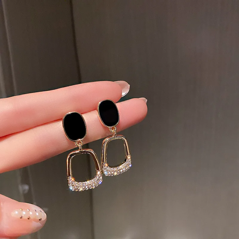 Fashion Classic Crystal Square Drop Earrings For Women Korean Geometric Earring Girls Trendy Wedding Party Jewelry