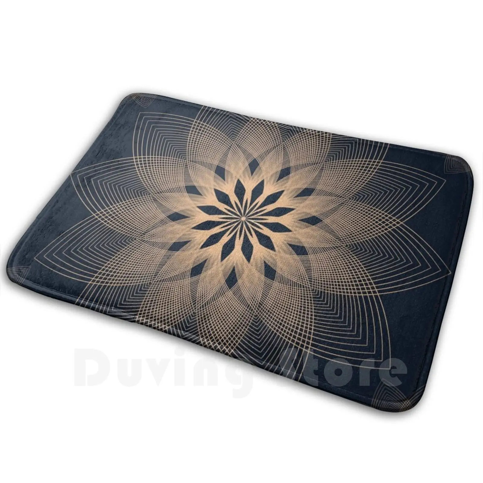 Mandala Spirits Journey / Spiritual Bohemian Gold Black Meditation Yoga Mandala Soft Non-Slip Mat Rug Carpet Cushion