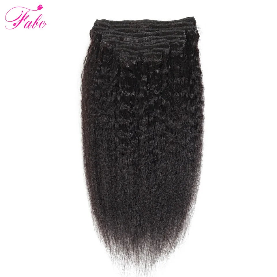 Fermaglio per capelli lisci crespi Fabc nelle estensioni dei capelli umani per le donne nere capelli Remy brasiliani 10 pezzi/set Clip-in Full Head