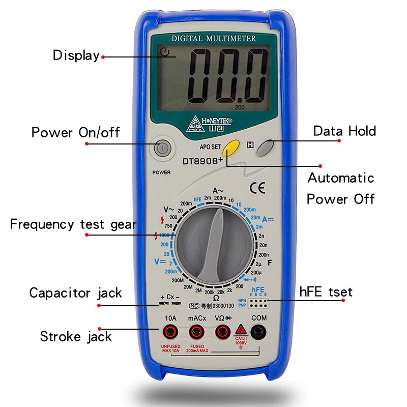 Professional Mini Digital Multimeter 2nF ~ 200μF ESR Meter Transistor Capacitor Tester Transistor Diode Measurement With Cables