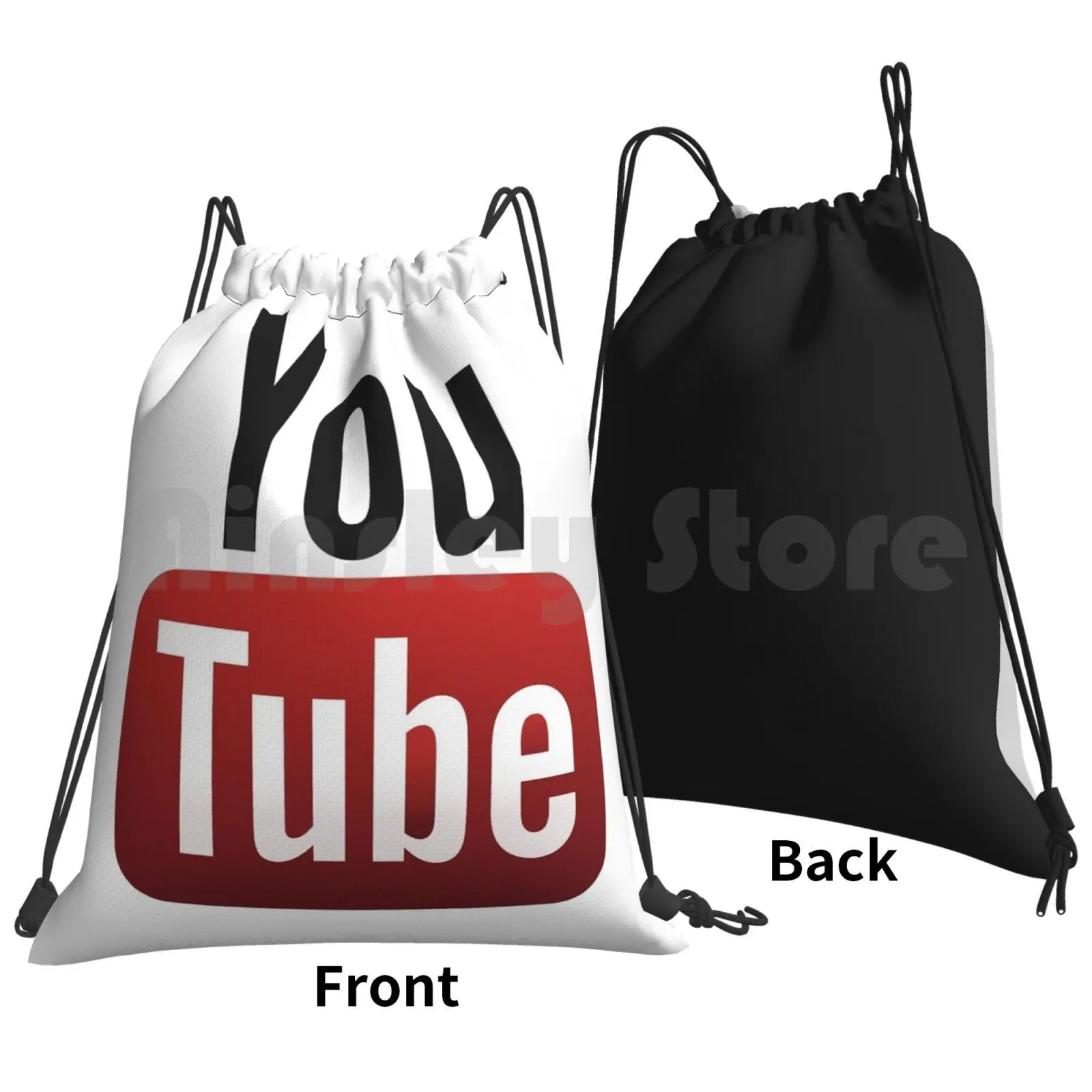 Youtube Backpack Drawstring Bag Riding Climbing Gym Bag Youtube Logo Humor You Tube Red White Black