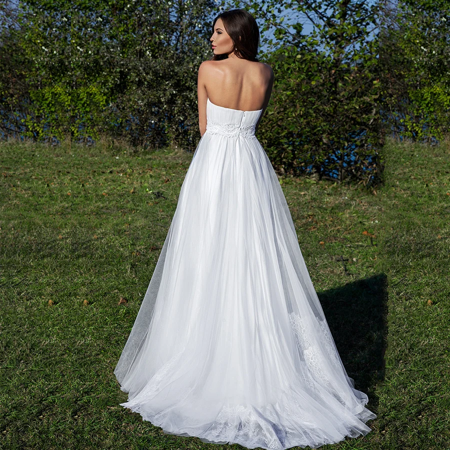 Jiayigong querida sem mangas vestido de casamento personalizado branco/marfim applique uma linha tule vestido de casamento robe de mariage