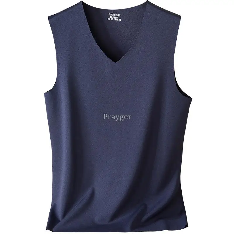 Los hombres de invierno ropa interior térmica Tops cuerpo chaleco sin mangas Invisible termo calentador