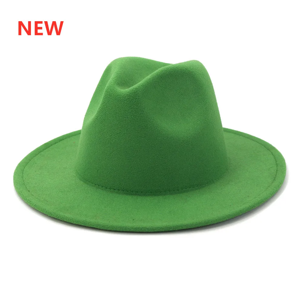 Women Fedora Hat NEW Christmas Green Solid Formal Dress Wedding Men Hats Jazz Winter Hats Wholesale