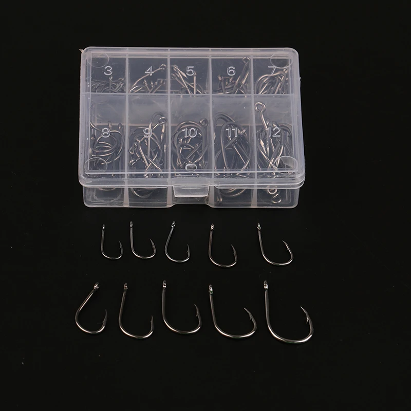 100pcs/Set MixedHigh Carbon Steel Carp Fishing Hooks Pack With Hole With Retail Original Box Jigging Bait Accessories