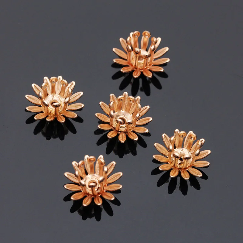 Mibrow 20pcs/lot  6 Colors 10mm Copper Flower Bead Caps Flower Filigree Loose Spacer Bead End Caps For DIY  Jewelry Making