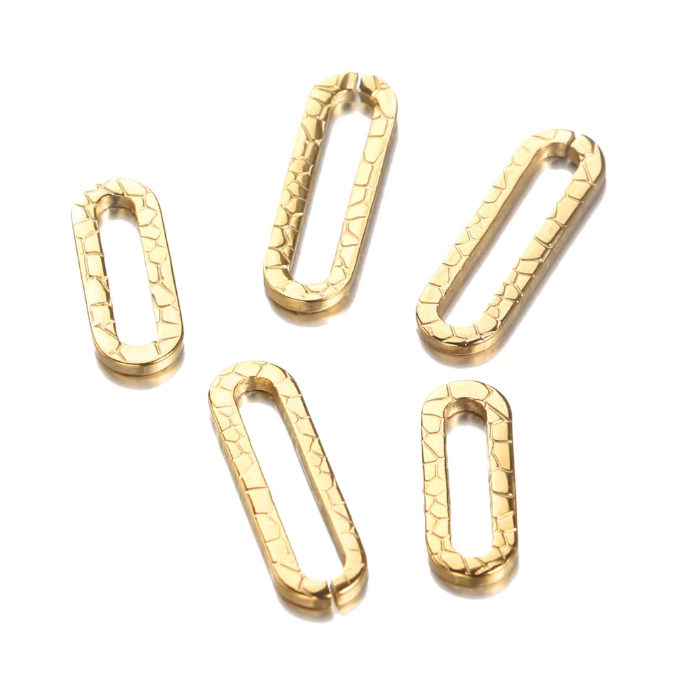 20pcs Gold Stainless Steel Oval Charms Embossing Earrings Findings DIY Jewelry Making Handmade Accessories Bracelet Connectors