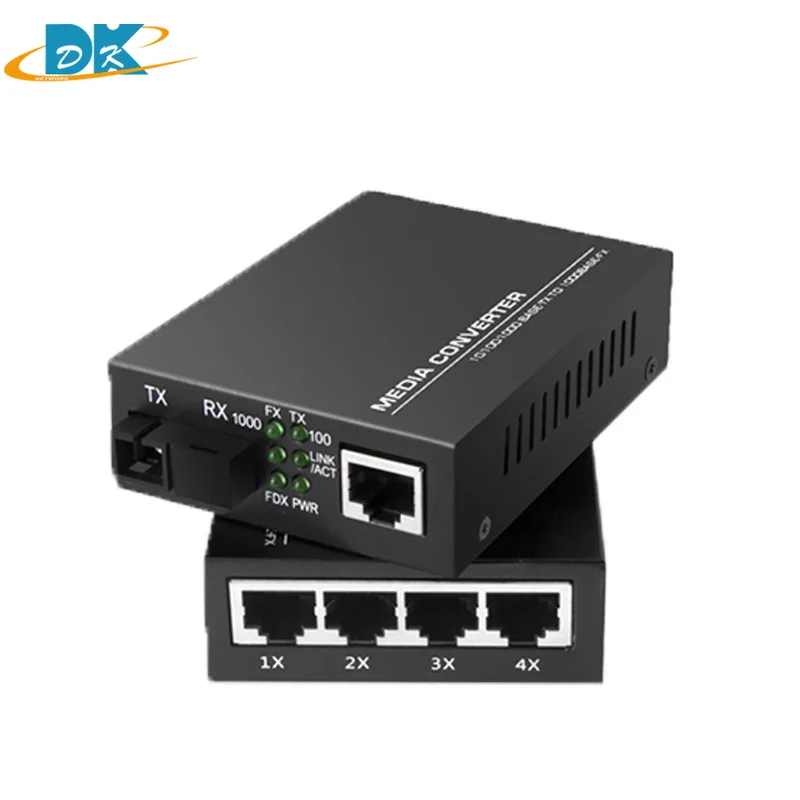 1pair 10/100/1000M optical fiber transceiver GS-03-AB Gigabit singlemode simplex external power supply media converter gigabit