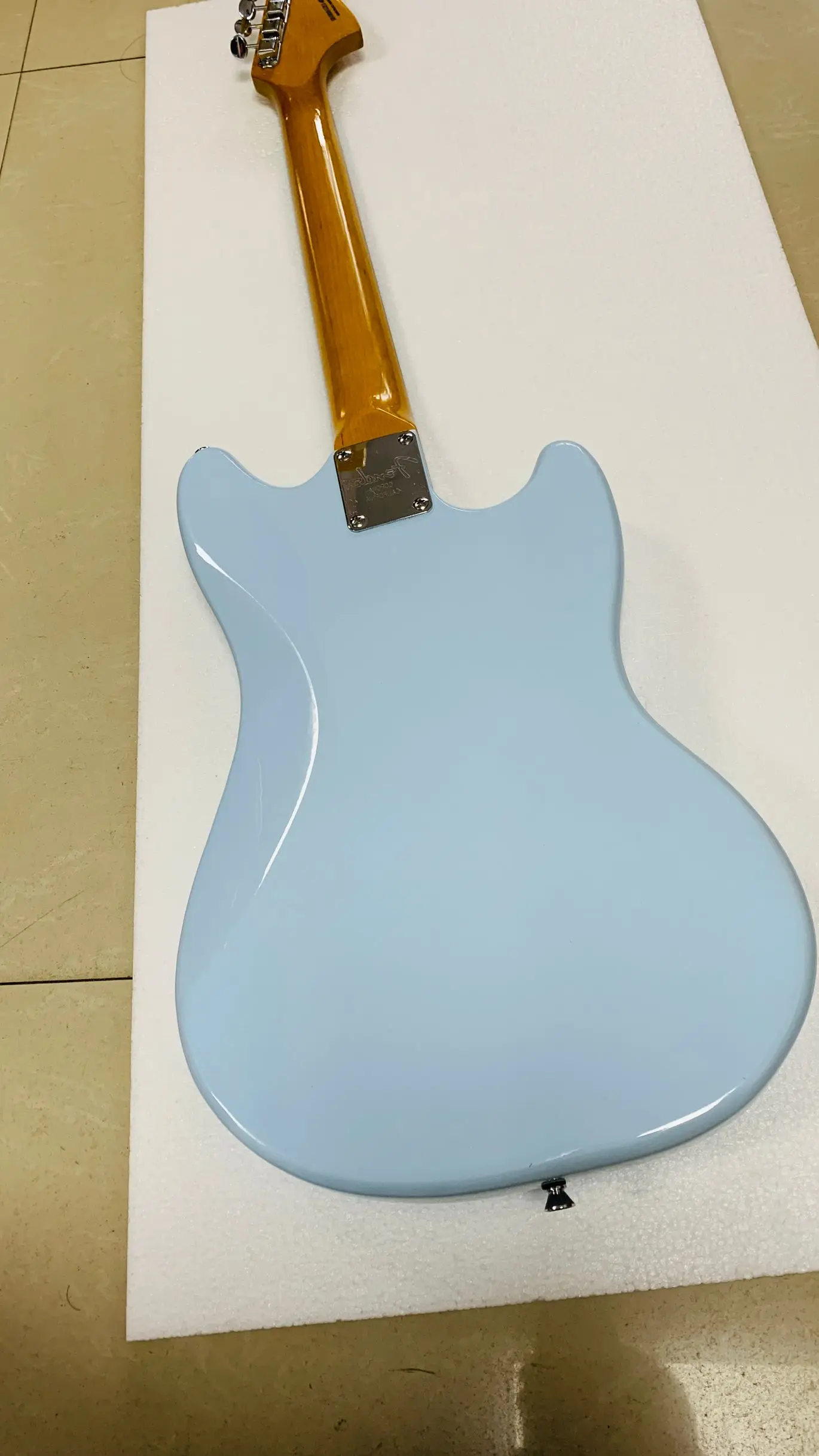 Custom classic Mustang electric guitar,left handed, alder body daphne blue color, maple neck with rosewood fretboard, roller bri