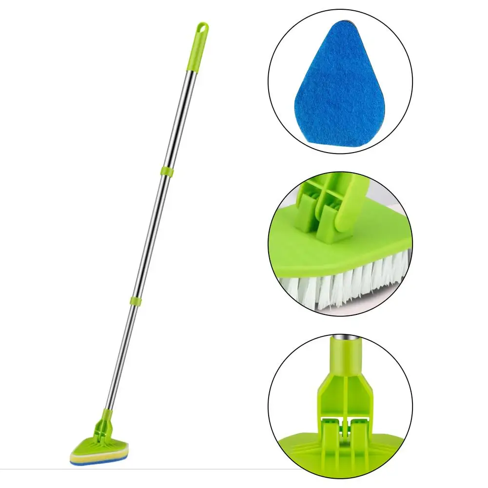 Scrub Brush With Handle Shower Floor Scrubber 2 In 1 Cleaning Brush Tub Tile Scrubber Sponge Adjustable Handle Wall Cleaner