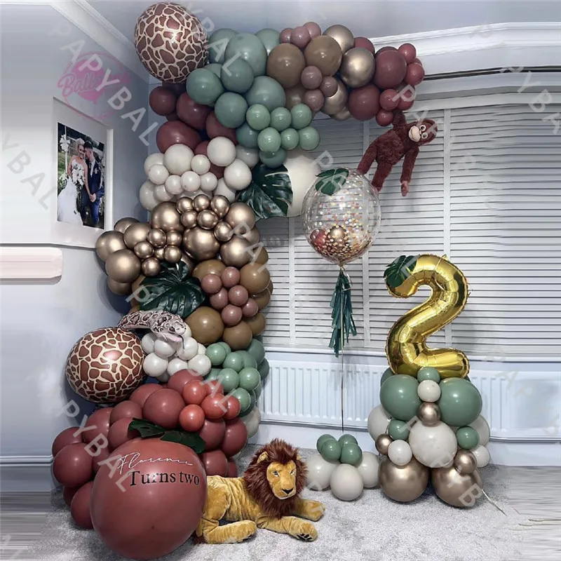 

183Pcs Animal Balloons Set Garland Arch Kit Jungle Safari Party Supplies Favors Kids Birthday Party Baby Shower Globos Decors