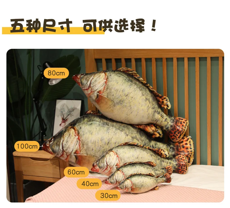 30-100 cm Simulation Lustige Fisch Plüsch Spielzeug Gefüllte Weiche Tier Karpfen Plüsch Kissen Kreative Schlaf Kissen für Kinder mädchen Weihnachten Geschenk – Detail 9
