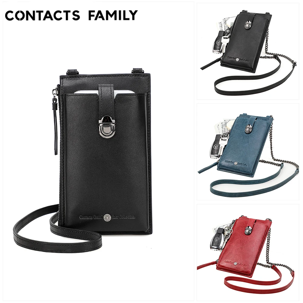 Fashion Small Crossbody Phone Bag With Strap For Women Genuine Leather Cellphone Shoulder Messager Bag Card Holder Wallet Purse