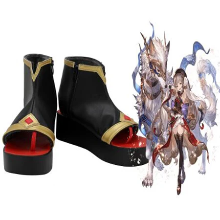 

Granblue Fantasy Pholia Cosplay Boots Shoes Black Leather Women Shoes Costume Customized Accessories Halloween Party Shoes