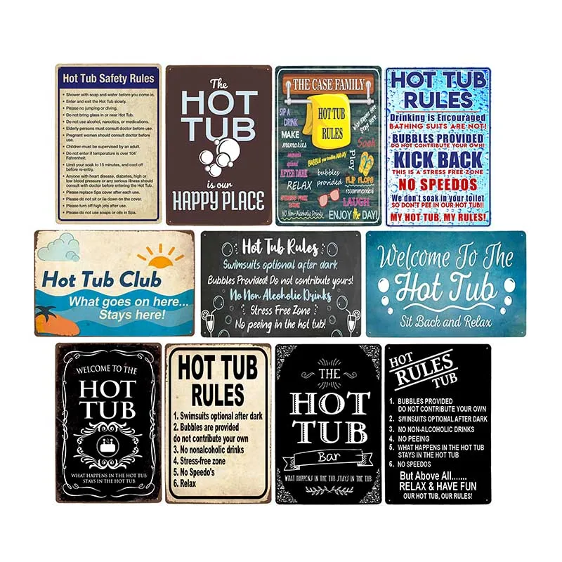 Funny Outdoor Hot Tub Metal Tin Sign Plates Vintage Poster Bathroom Plaques Wall Decorative Retro Home Decor 20*30cm