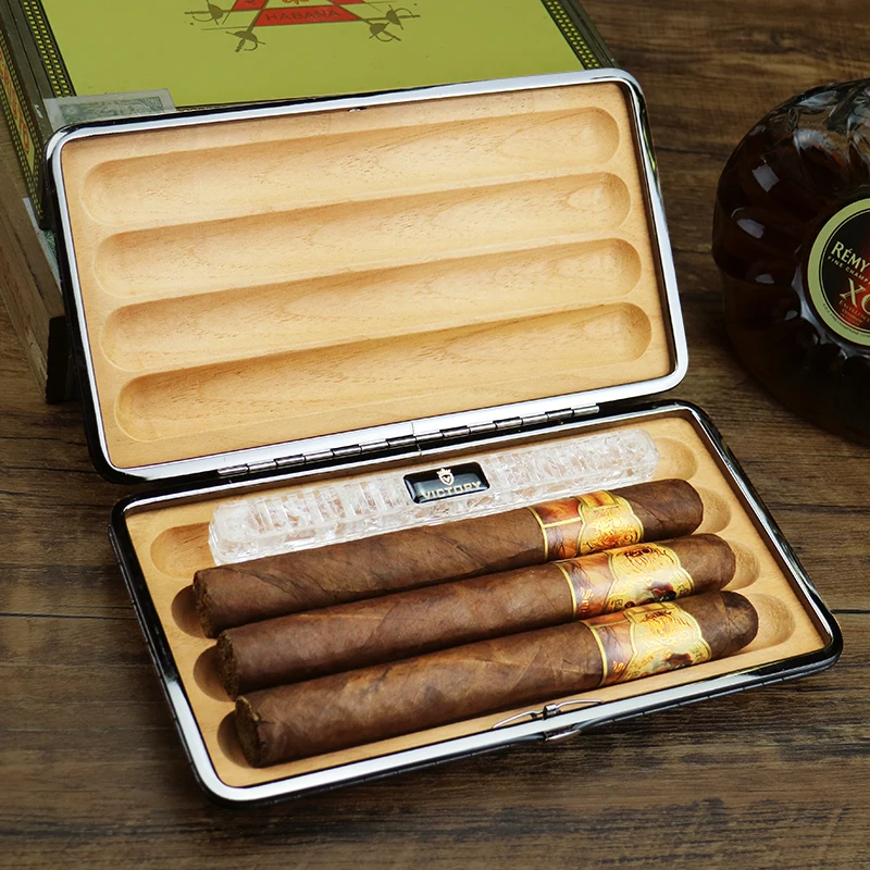 Portable Leather Cigar Humidor Cedar Wood Cigar Case Tobacco Humidor Box For Cigars Travel Accessories etui cigare