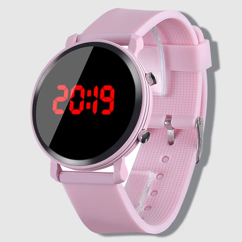 

New Brand Round Women Watches Led Ladies Watch Silicone Wrist Watch Men Digital Watches Stainless Steel Case Clock Reloj Hombre