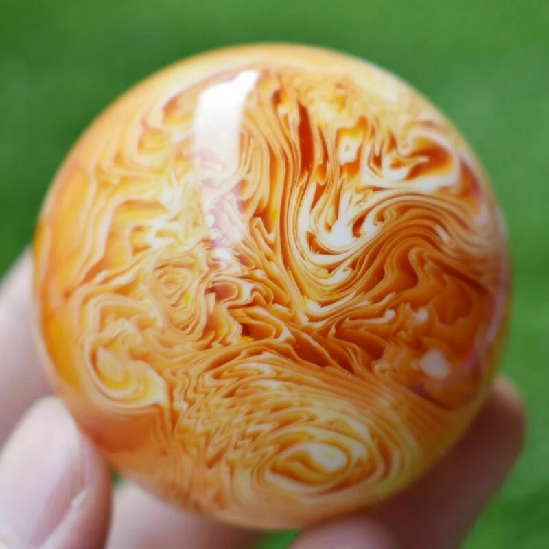 New 50mm Rare Natural Art Amber Beeswax Ball Sphere Healing Home Decor+Certificate