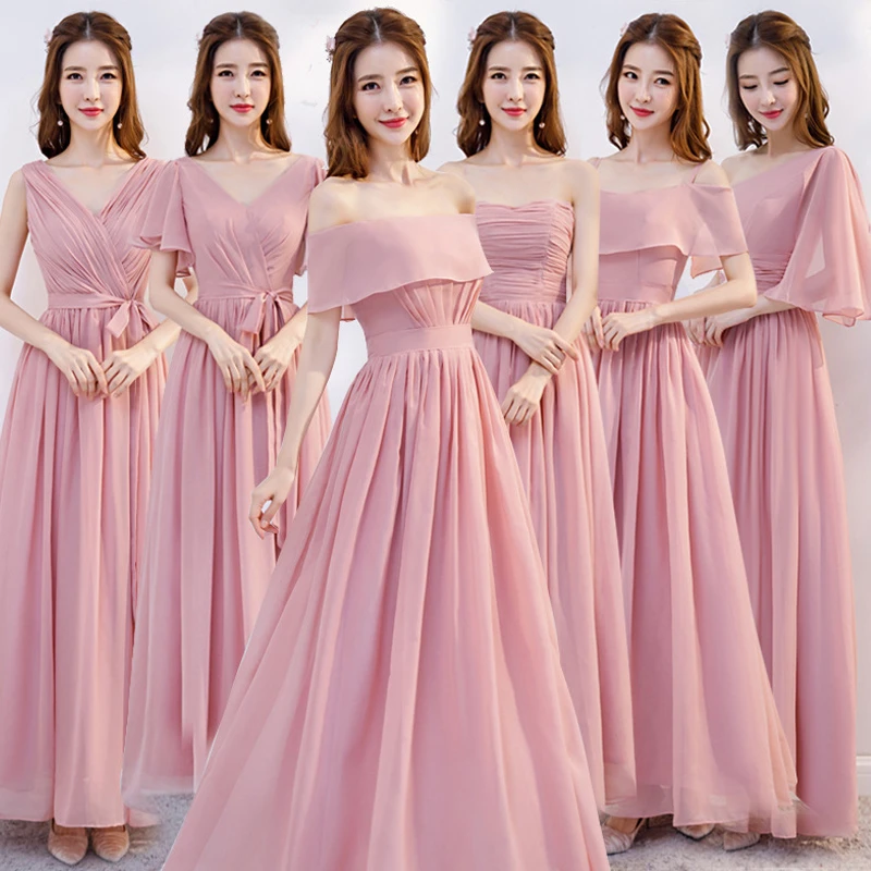 new gray bridesmaid dress long evening dress female wedding bridesmaid group sister skirt graduation dress small dress girls