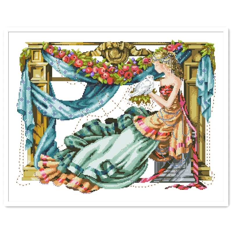 Fairy and dove cross stitch kits fairy aida fabric 18ct 14ct 11ct unprint canvas cotton thread embroidery kits DIY craft set