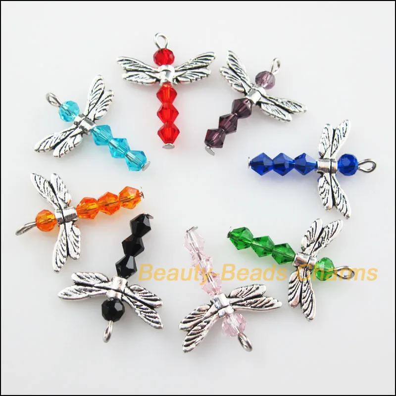 16 New Charms Mixed Animal Dragonfly Tibetan Silver Wings Pendants 20x25mm