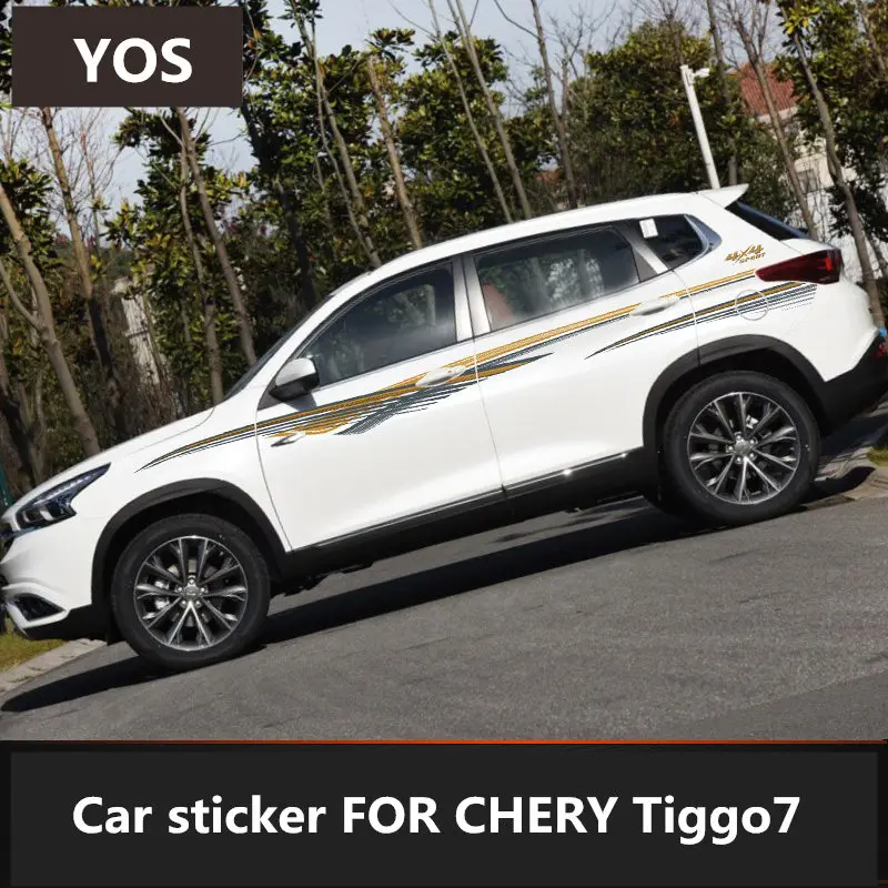 

Автомобильная наклейка для CHERY Tiggo7, наклейка для модификации внешнего вида CHERY Tiggo7, цветные полоски для спортивного тела, декоративные наклейки