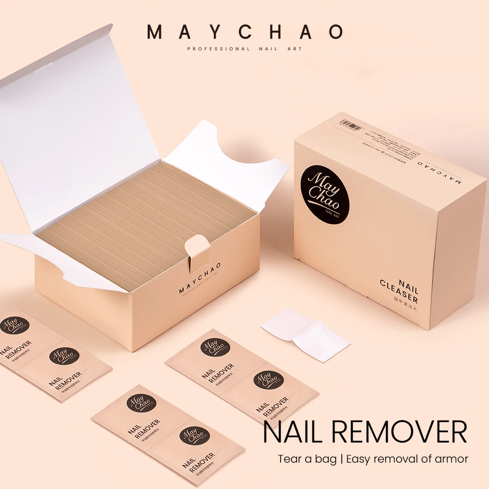 Maychao 200 pcs/box unha arte uv gel remoção envolve desengraxador para unhas gel polonês removedor toalhetes guardanapos para manicure limpador