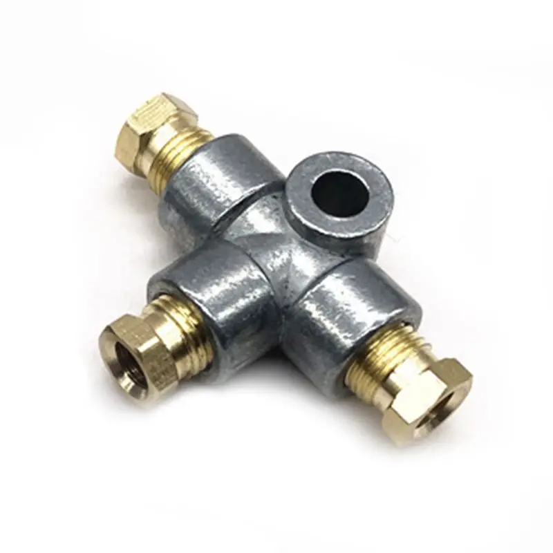 New Silver 3 Way T Piece Tee Brake Pipe With 3 M10 Male Nuts Short Metric Copper 3/16 10mm Inch Replacement Parts