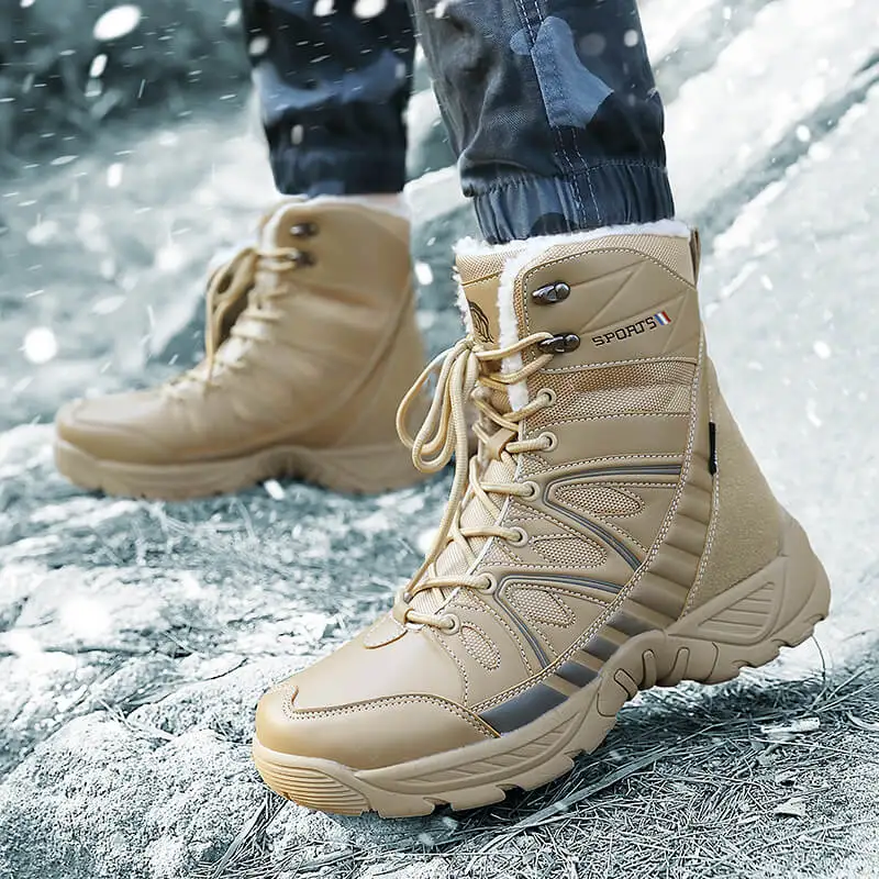 New Warm Plush Snow Boots Men Lace Up Casual High Top Men\'s Boots Waterproof Winter Boots Anti-Slip Ankle Boots Men\'s Work Boots