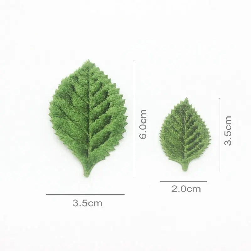 Set of 200pcs velvet Olive Green Leaf Shape Felt Appliques 35x20mm for DIY Sewing Supplies Craft Accessories