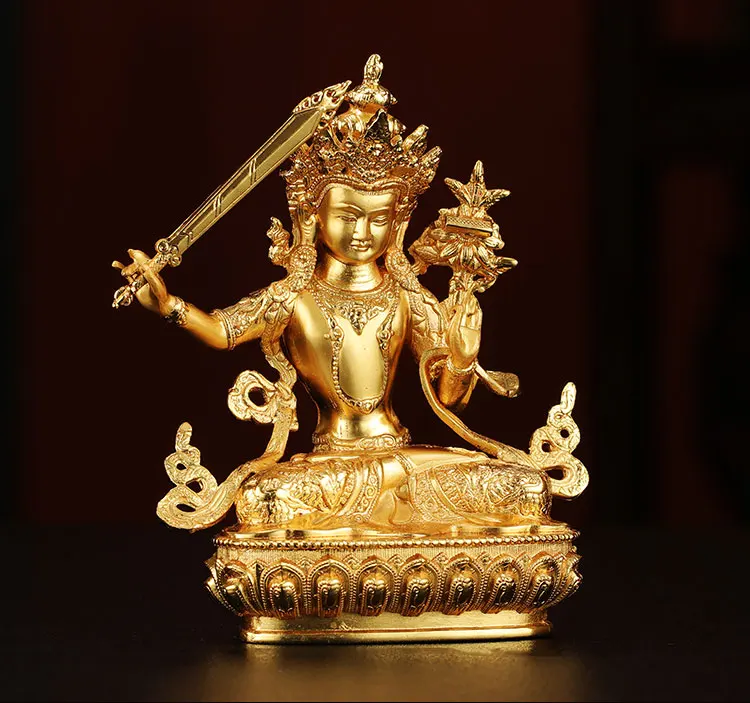 Manjusri Bodhisattva Statues at Pusa Home Buddha Hall Enshrines Auspicious Ornaments 3 Inches