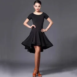 Sexy Long Short-Sleeve Latin Dance One-Piece Dress for Women Ballroom Tango Cha Cha Dance Skirt Latin Dance Competition Dress