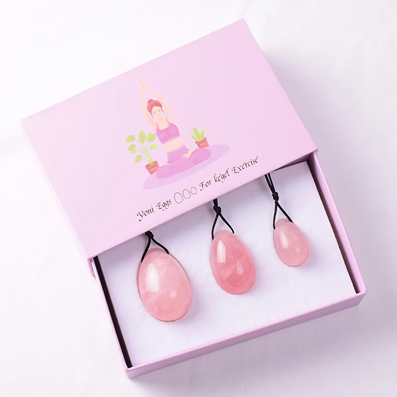 Massage Egg 3 Pcs Set Jade Crystal Rose Quartz Yoni Ball Health Pelvic Floor Muscle Vagina Massager For Kegel Exercise Care Tool