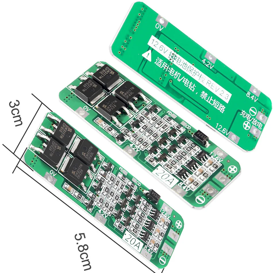 3S 20A Li-ion Lithium Battery 18650 Charger PCB BMS Protection Board 12.6V Cell 59x20x3.4mm Module