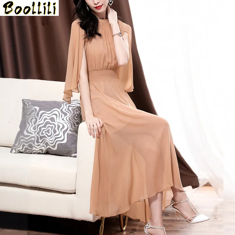 

Real Boollili 100% Silk Summer Dress 2023 Vintage Sexy Party Dress Women Clothes Ladies Dresses Maxi Elegant Dress Vestidos