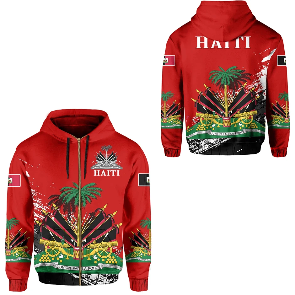 Tessffel Country Emblem Flag Caribbean Sea Haiti Island Retro Pullover Men/Women Tracksuit Jacket 3Dprint Streetwear Hoodies A-5