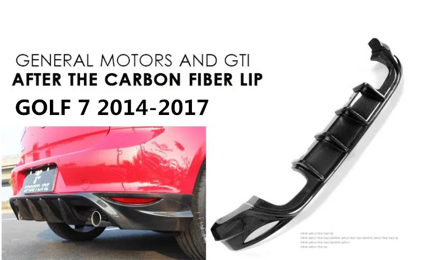 TSI-STYLE Carbon Fiber Rear Bumper Lip, Auto Car Diffuser Fits For Vw Volkswagen Golf 7 2014 2015 2016 2017